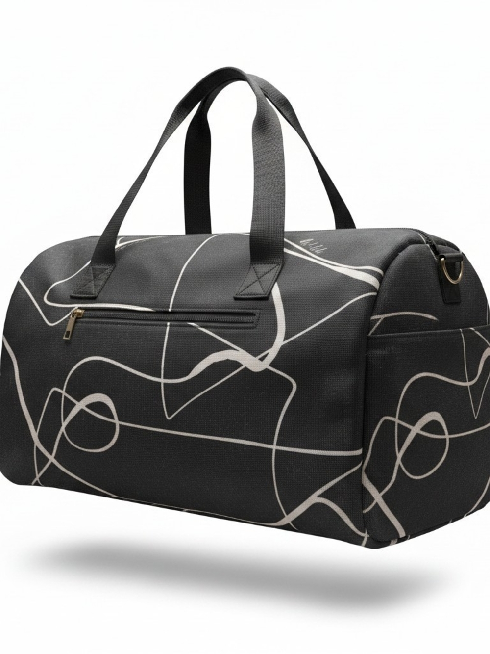 Black Scribble Print Weekender Duffel Bag - Unbranded